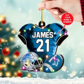 Personalized Detroit Lions Custom Shape 2-sided Acrylic Ornament