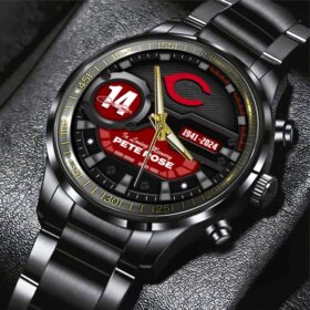 Pete Rose x Cincinnati Reds Black Stainless Steel Watch
